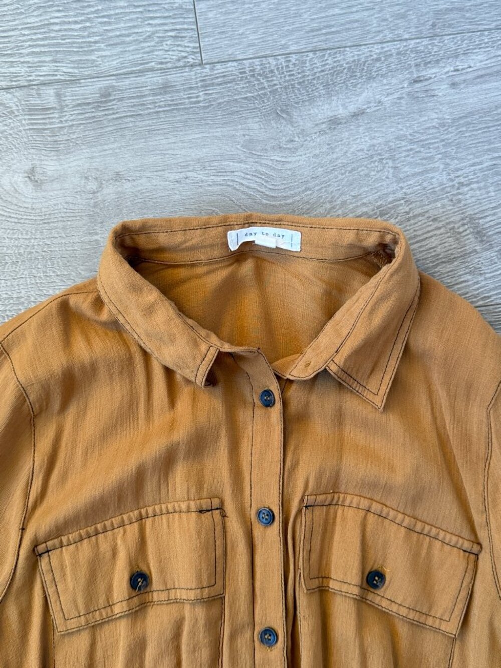 Day to Day Blu Pepper tan/brown Button Front Belted Shirt Dress Size S - Picture 4 of 9